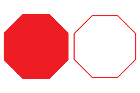 Black octagon icon set of vector geometry polygon