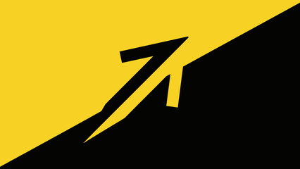 A bold graphic of a diagonally divided yellow and black flag with a dynamic upward arrow symbolizing progress, growth, and forward momentum