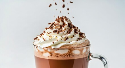 Caramel Macchiato With Whipped Cream and Chocolate Shavings in Glass