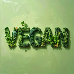 Vegan Lettering Formed by Fresh Green Vegetables