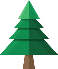 Fototapeta premium Stylized green christmas tree with brown trunk flat design