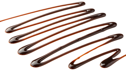 Chocolate syrup drizzle pattern isolated on transparent background