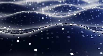 Flowing Digital Grid Surfaces Reflecting the Light, Tech Concept