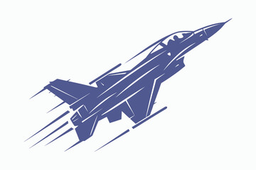 Blue fighter jet ascending with motion trails airplane