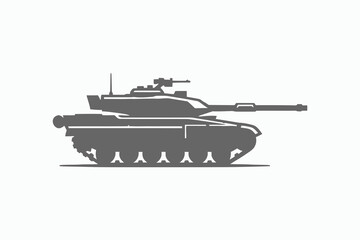 Gray silhouette of a military tank army vehicle