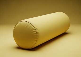 Minimalist Yellow Bolster Pillow Display with Soft Light and Shadow Effect