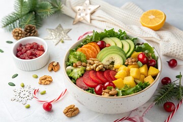 Festive Salad Bowl A Vibrant and Healthy Holiday Meal with Seasonal Ingredients