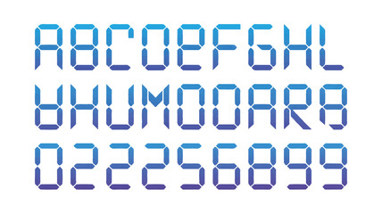 Digital Display Font A Bold, Modern Alphabet and Number Set with a Gradient Color Scheme