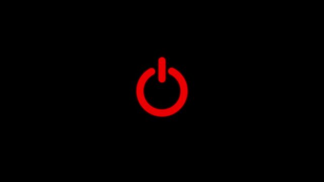 power icon animation, and glowing power icon animation .Round power button icon. device on off button icon animation.4k video black background. Power icon 4k video animation