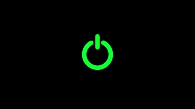 power icon animation, and glowing power icon animation .Round power button icon. device on off button icon animation.4k video black background. Power icon 4k video animation