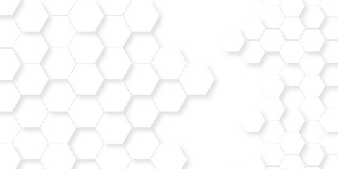 White abstract hexagonal paper background. Luxury White grid Pattern. Futuristic emboss honeycomb mosaic white background. geometric mesh cell texture. modern futuristic wallpaper.	
