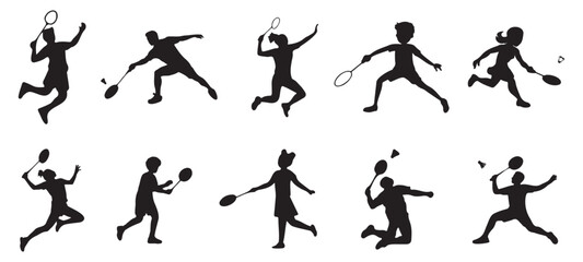 Dynamic Badminton Player Silhouette Vector for Sports and Fitness Designs