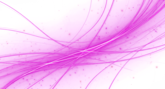 Dynamic neon pink light streaks flow across a dark cosmic background with sparkling particles