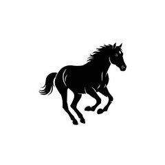 Dynamic black horse silhouette running with power and grace.