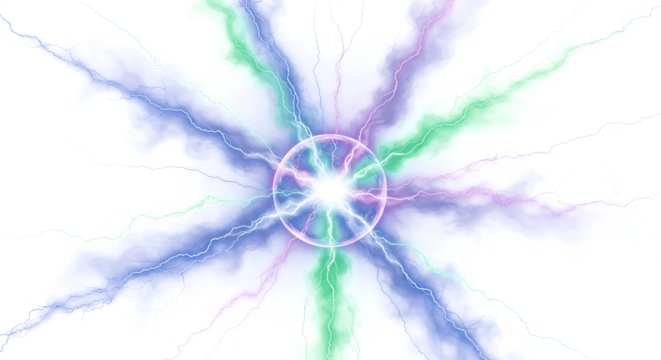 Stunning plasma ball with vibrant lightning bolts against a black background, perfect for science concepts