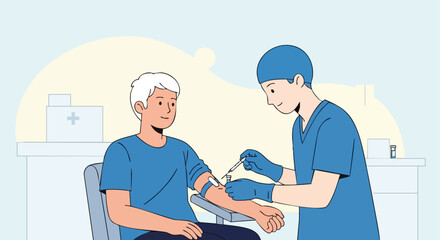 Phlebotomist Drawing a Blood Sample from a Patient's Arm for Laboratory Testing.