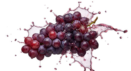 Juicy red grapes bursting with refreshing liquid splash