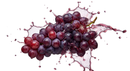 Juicy red grapes bursting with refreshing liquid splash