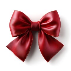 Festive red bow for christmas decor 3d isolated realistic object holiday props on white background christmas ornaments