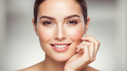 Beautiful young woman with glowing healthy skin