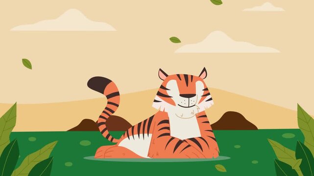 Motion Graphic of Flat background for international tiger day awareness