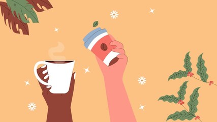Motion Graphic of Flat background for international coffee day celebration