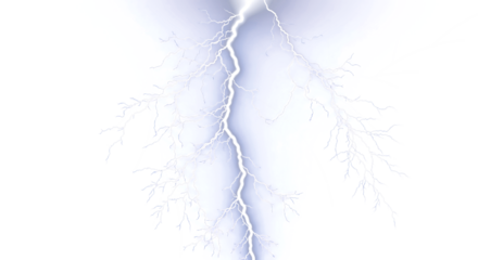 Powerful electrical storm striking with brilliant white lightning bolts against a dark night sky