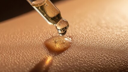 Nourishing oil essence dripping onto healthy skin