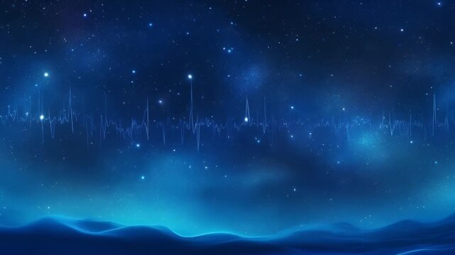 Deep Blue Space Nebula Background Starry Sky Audio Equalizer Loop