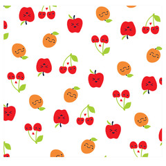 Seamless pattern of cute apple illustration print vector