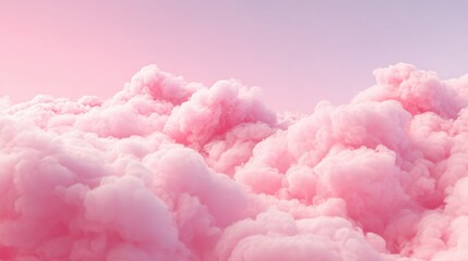 Lush pink clouds fill the sky in a vibrant display during sunset casting a warm glow over the landscape. The scene evokes a sense of wonder and tranquility.