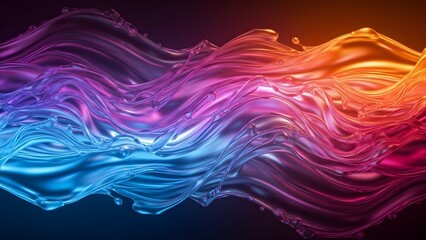 Blue and pink neon color waves intertwining in a futuristic abstract composition. The light gradients create a sense of energy and dynamic movement.