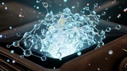 Abstract glowing molecule emerging from a wallet symbolizing financial disruption. - Powered by Adobe