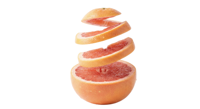 Grapefruit peel spiraling upwards from the fruit