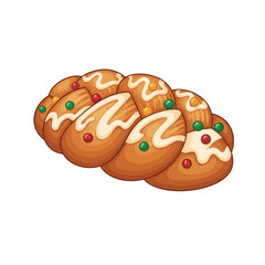 Christmas Holiday Bread with Icing and Festive Decorations