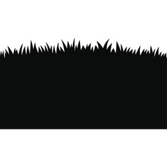 Black silhouette of lush grass against a white background