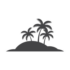 Silhouette of a tropical island with palm trees