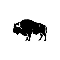 Majestic Bison Silhouette A Symbol of Strength and Wildlife in Black and White
