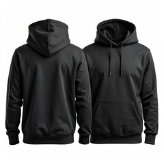 Blank black hoodie, front and back view (9)