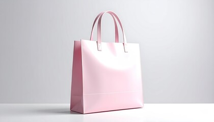 Pink tote bag on white surface.  3D rendering