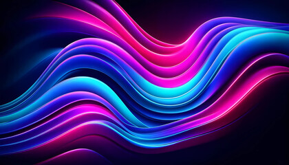 Futuristic Abstract Neon Wallpaper with Glossy Flowing Waves and Electric Colors