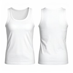 Front and back view of a plain white women's tank top (1)