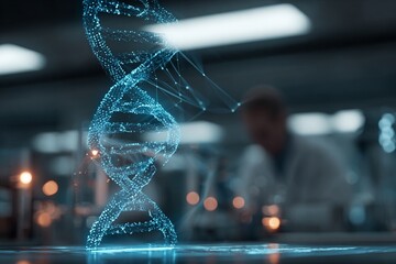AI Technology Analyzing DNA Structure on Futuristic Display