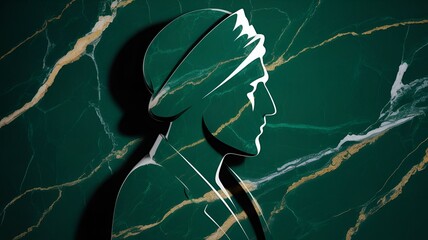 Elegant green marble bust of a historical figure in profile