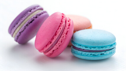 Isolated Perfection: Colorful Macarons in Focus white background 