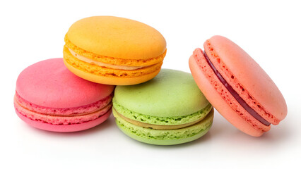 Isolated Perfection: Colorful Macarons in Focus white background 