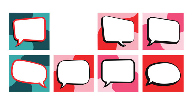 A versatile set of speech bubble templates on abstract, colorful backgrounds, perfect for quotes, comics, and social media.