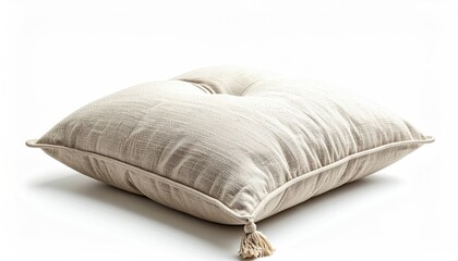 Light beige square cushion with tassel
