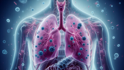 lungs anatomy with virus