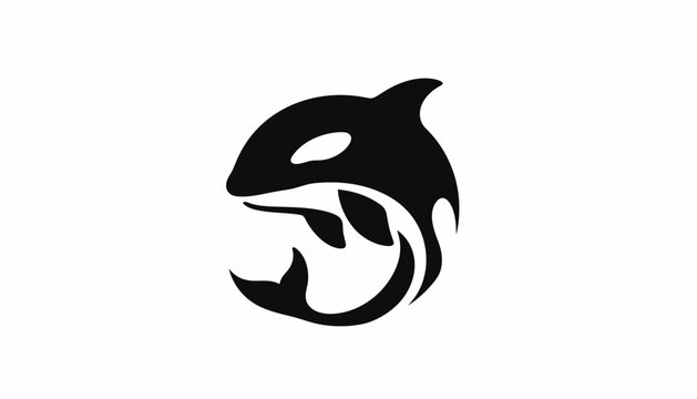 Stylized black and white killer whale orca logo design.
